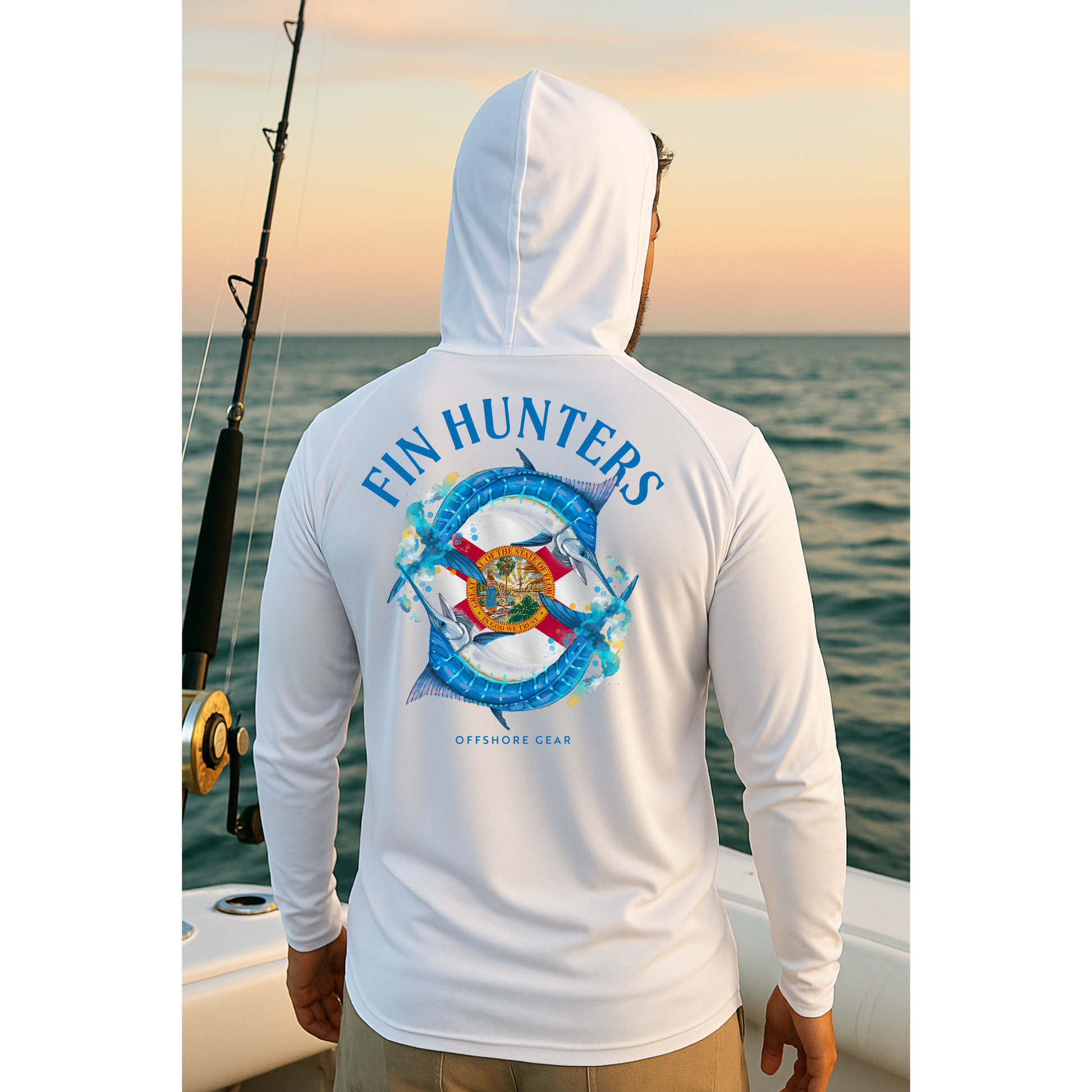Florida Fin Hunter Marlin Hooded UPF Long Sleeve