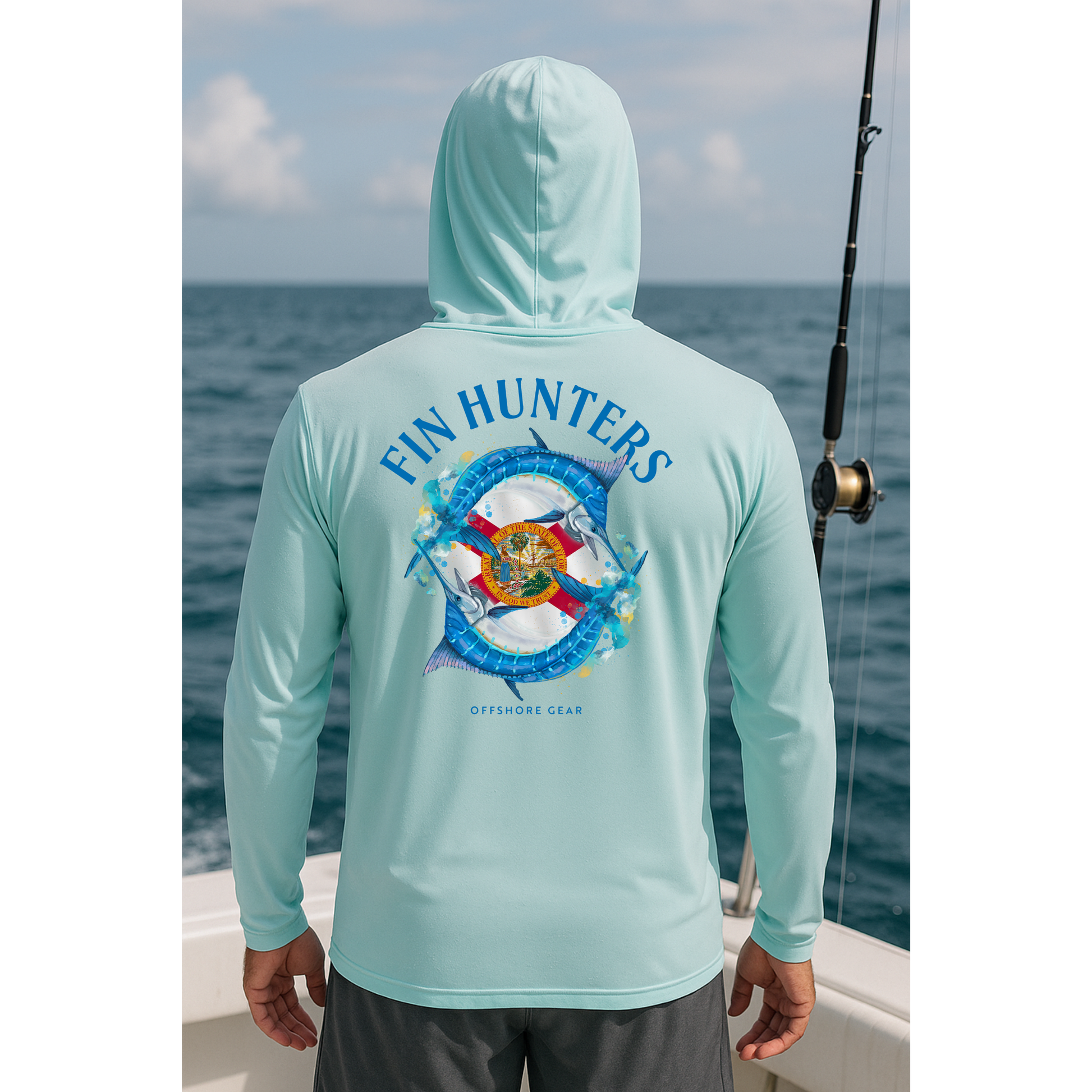 Florida Fin Hunter Marlin Hooded UPF Long Sleeve