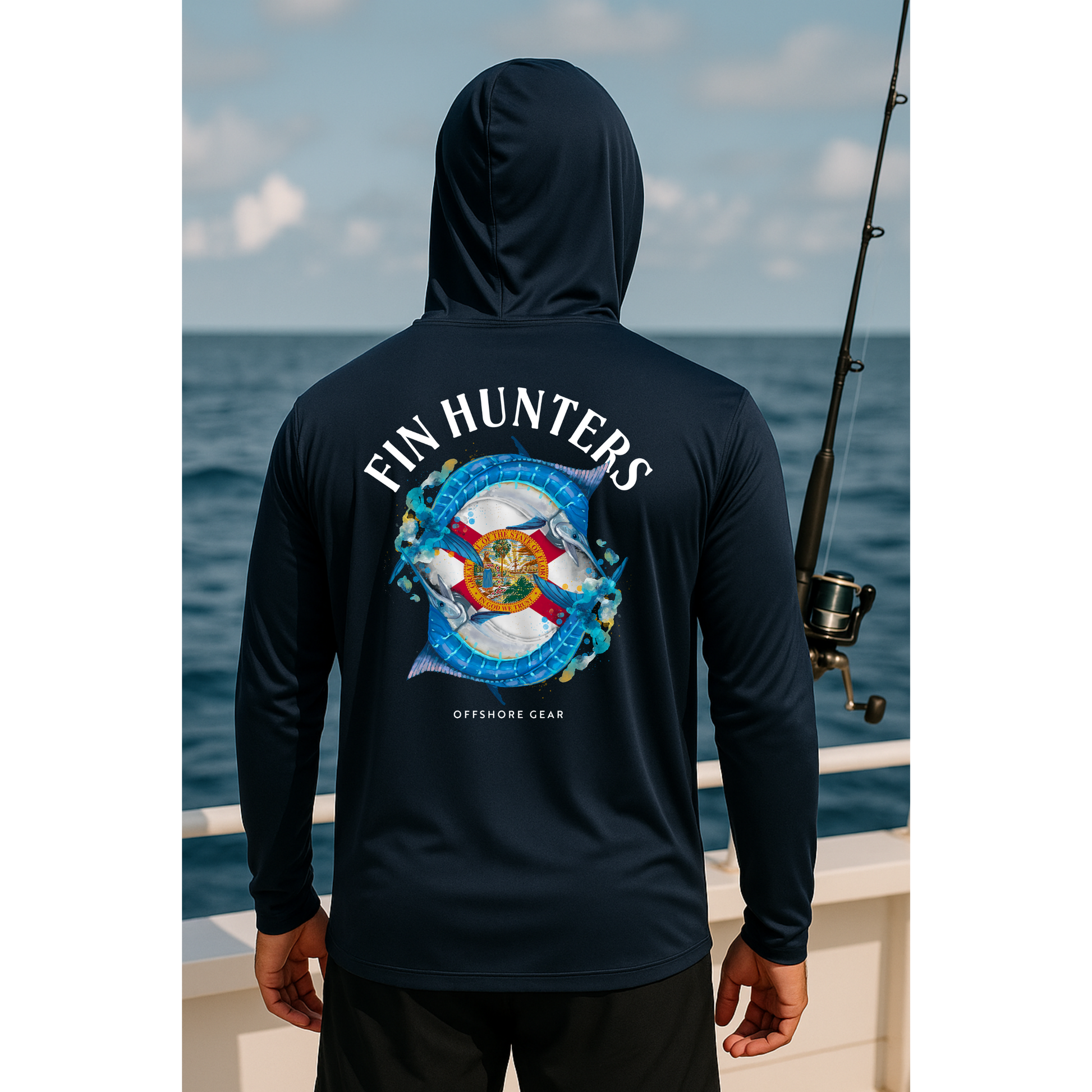 Florida Fin Hunter Marlin Hooded UPF Long Sleeve