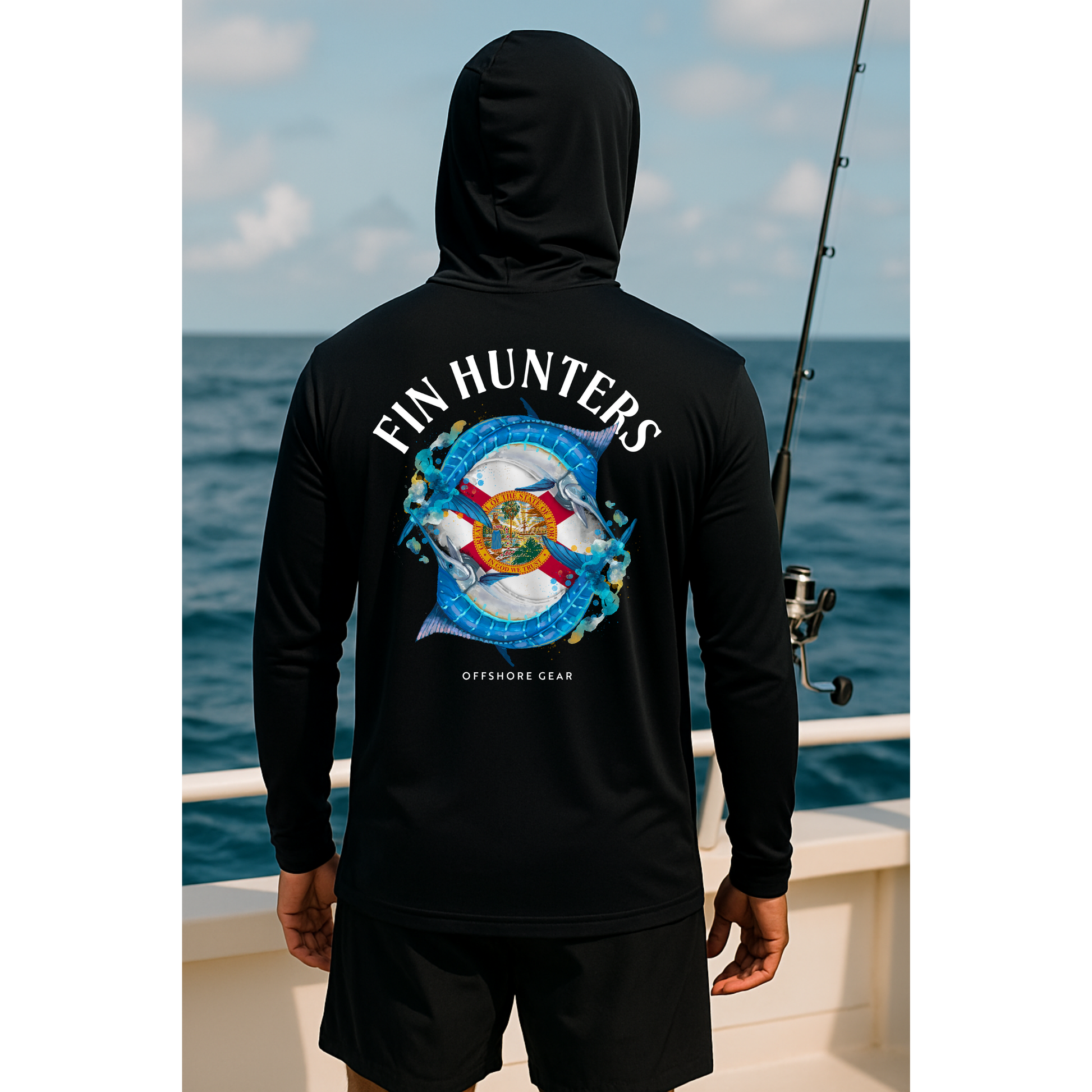 Florida Fin Hunter Marlin Hooded UPF Long Sleeve