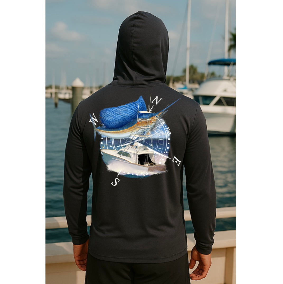 Compass Long Sleeve Hooded Performance shirt