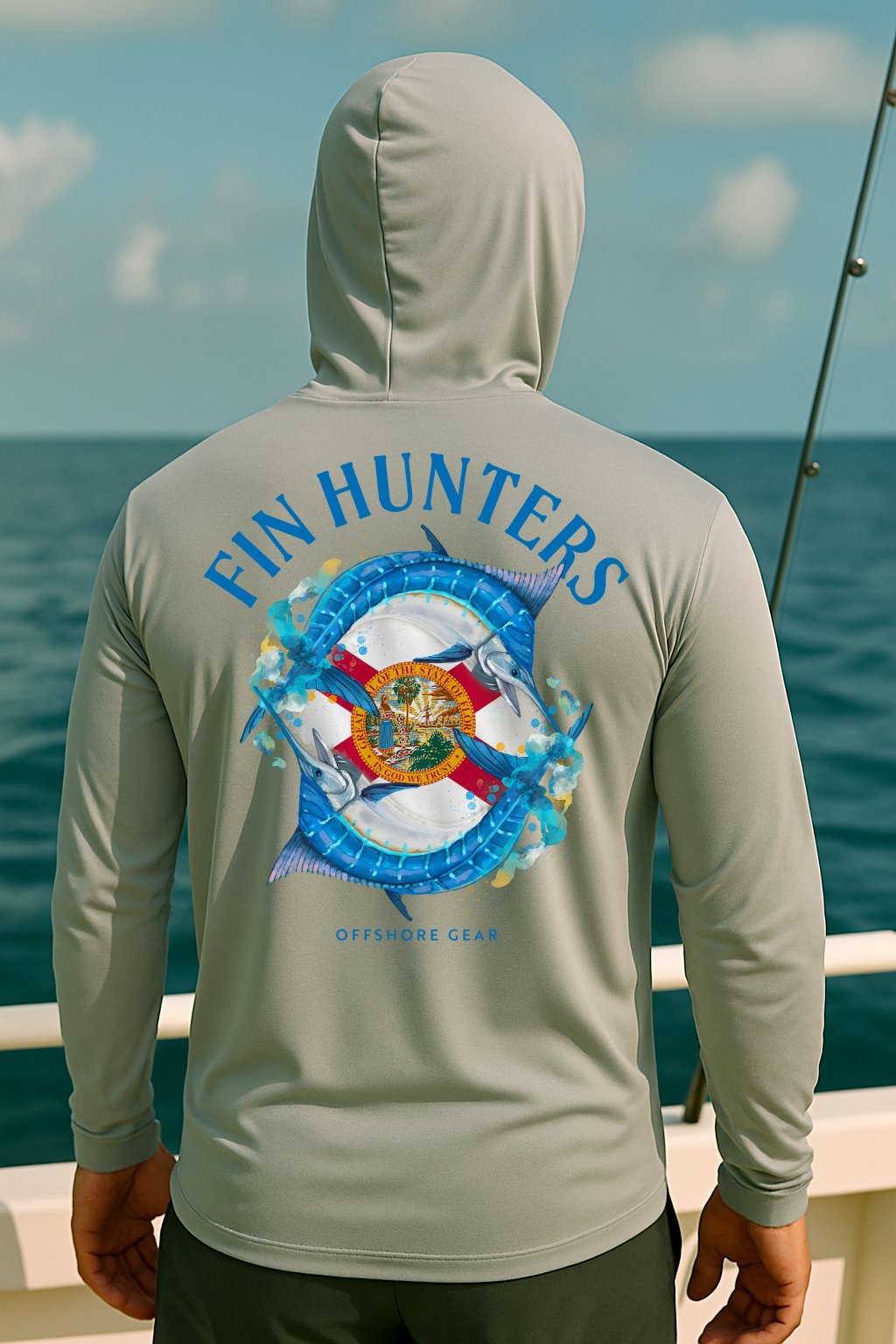 Florida Fin Hunter Marlin Hooded UPF Long Sleeve